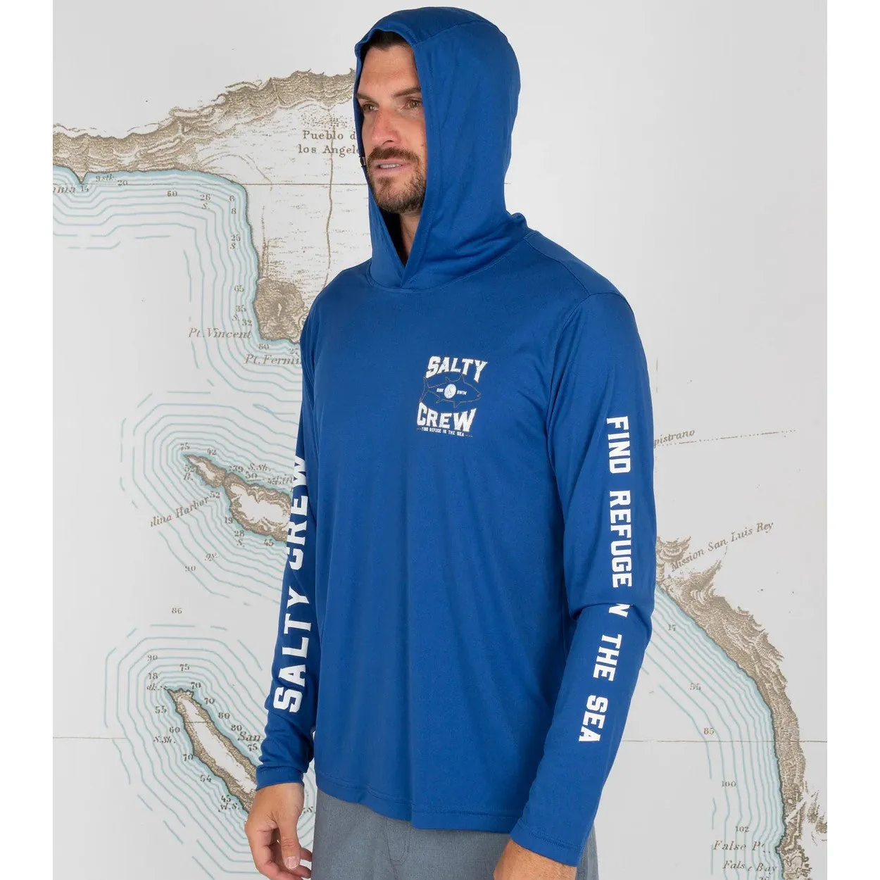 Salty Crew Tight Lines Hood Sunshirt - Royal