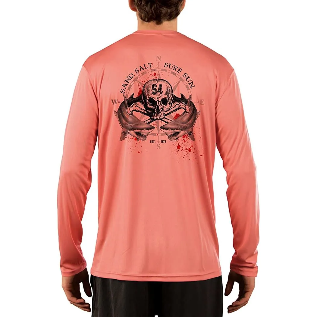SAND.SALT.SURF.SUN. Shark Blood Men's UPF 50  UV Sun Protection Performance Long Sleeve T-Shirt