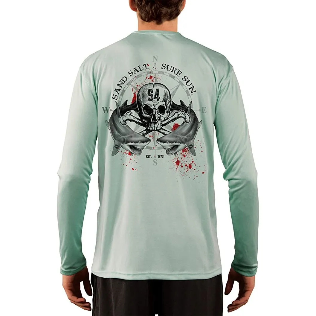 SAND.SALT.SURF.SUN. Shark Blood Men's UPF 50  UV Sun Protection Performance Long Sleeve T-Shirt