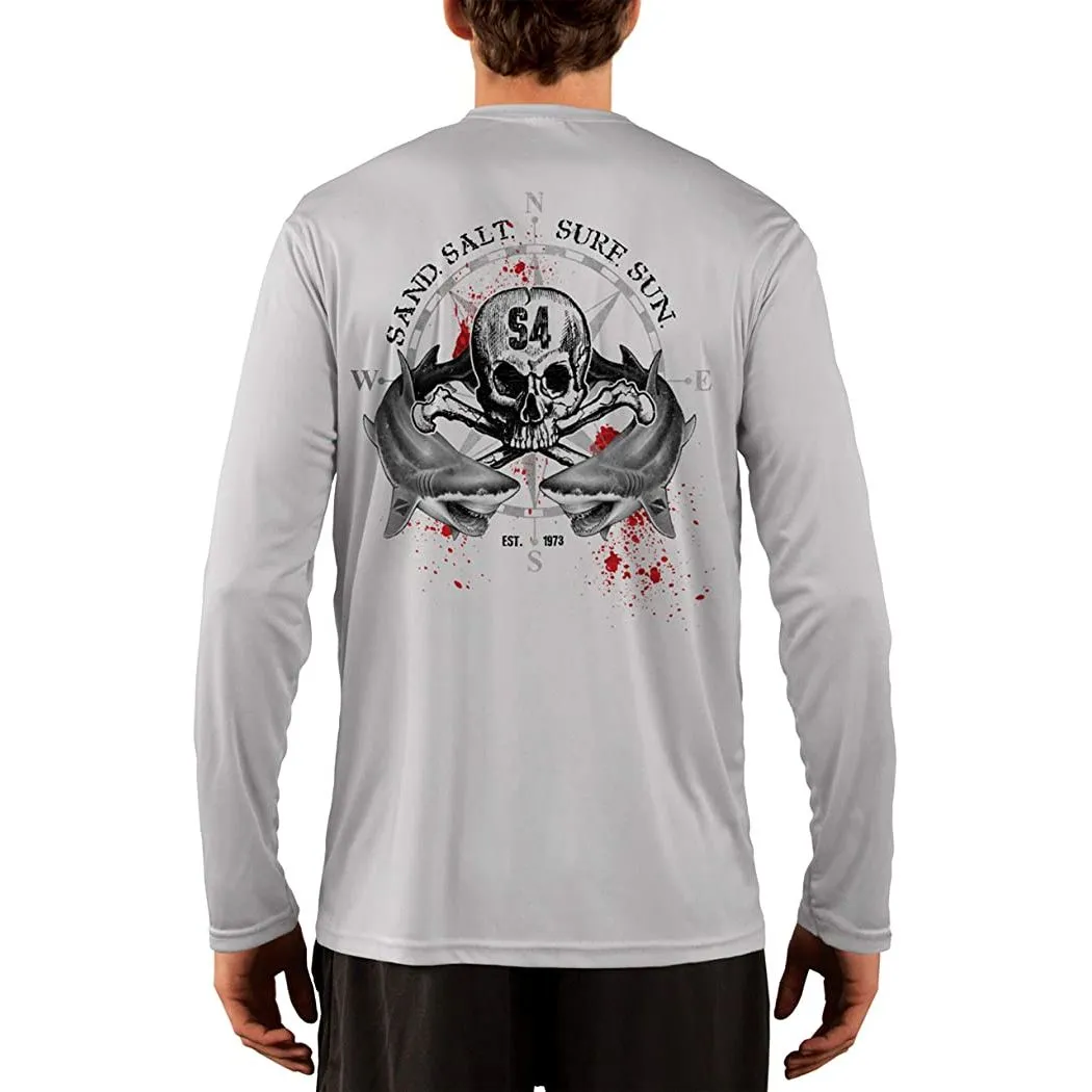 SAND.SALT.SURF.SUN. Shark Blood Men's UPF 50  UV Sun Protection Performance Long Sleeve T-Shirt