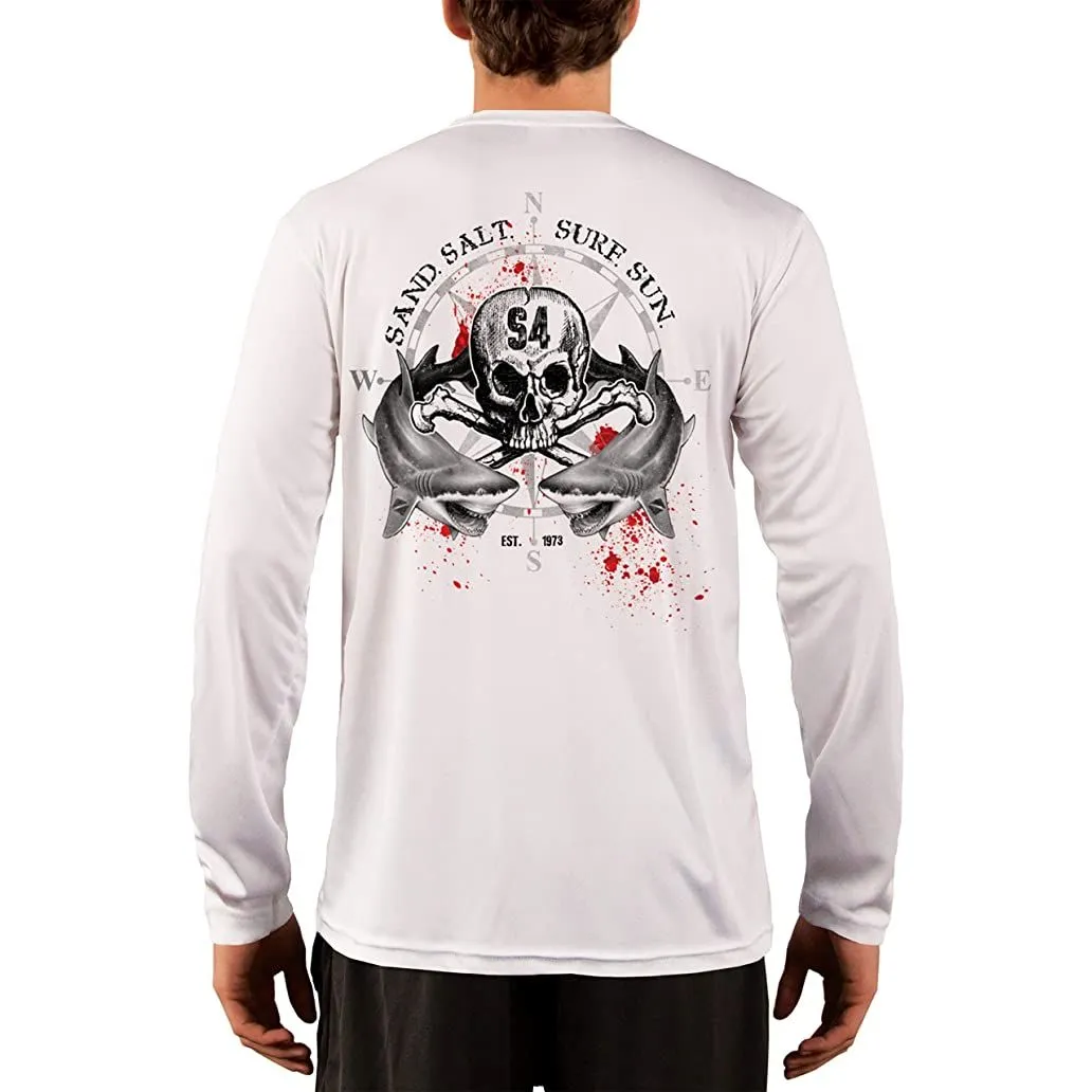 SAND.SALT.SURF.SUN. Shark Blood Men's UPF 50  UV Sun Protection Performance Long Sleeve T-Shirt