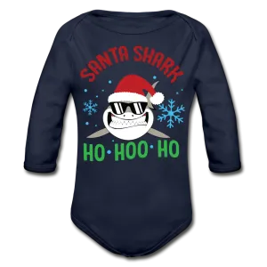 Santa Shark Organic Long Sleeve Baby Bodysuit