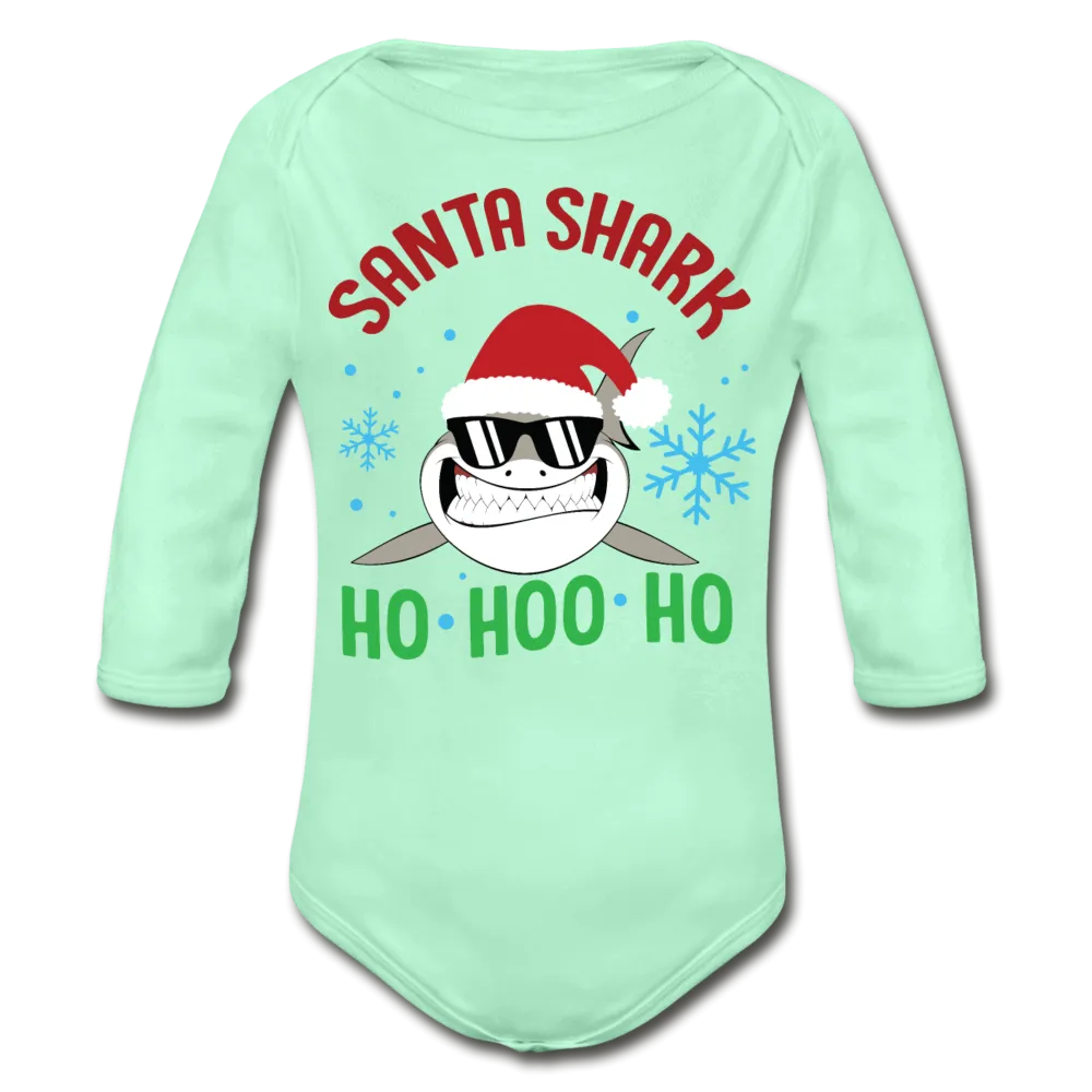 Santa Shark Organic Long Sleeve Baby Bodysuit
