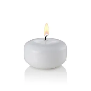 Small 2" Floating Candles, White, Unscented, Bulk