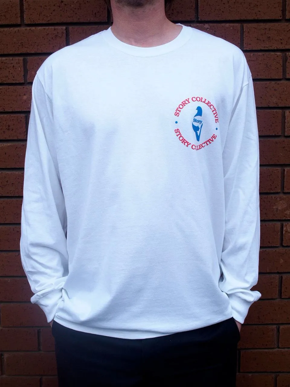 Story Collective Circle Long Sleeve Tee White