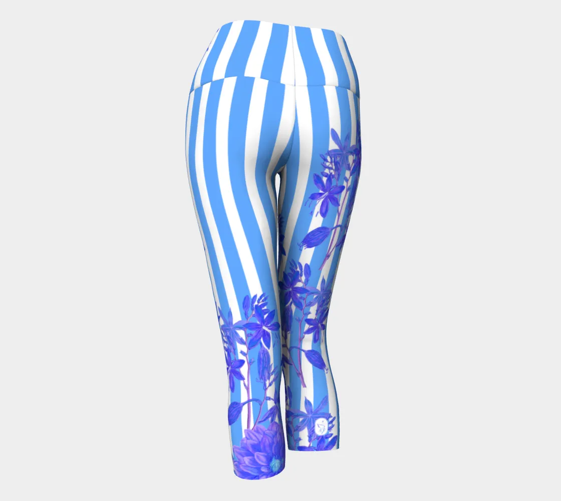 Stripes and Florals Blue Capri