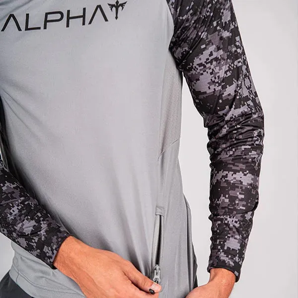 Tactical Long Sleeve Mesh | Grey | 2 Sleeve-Black Out Digi Camo | Alpha
