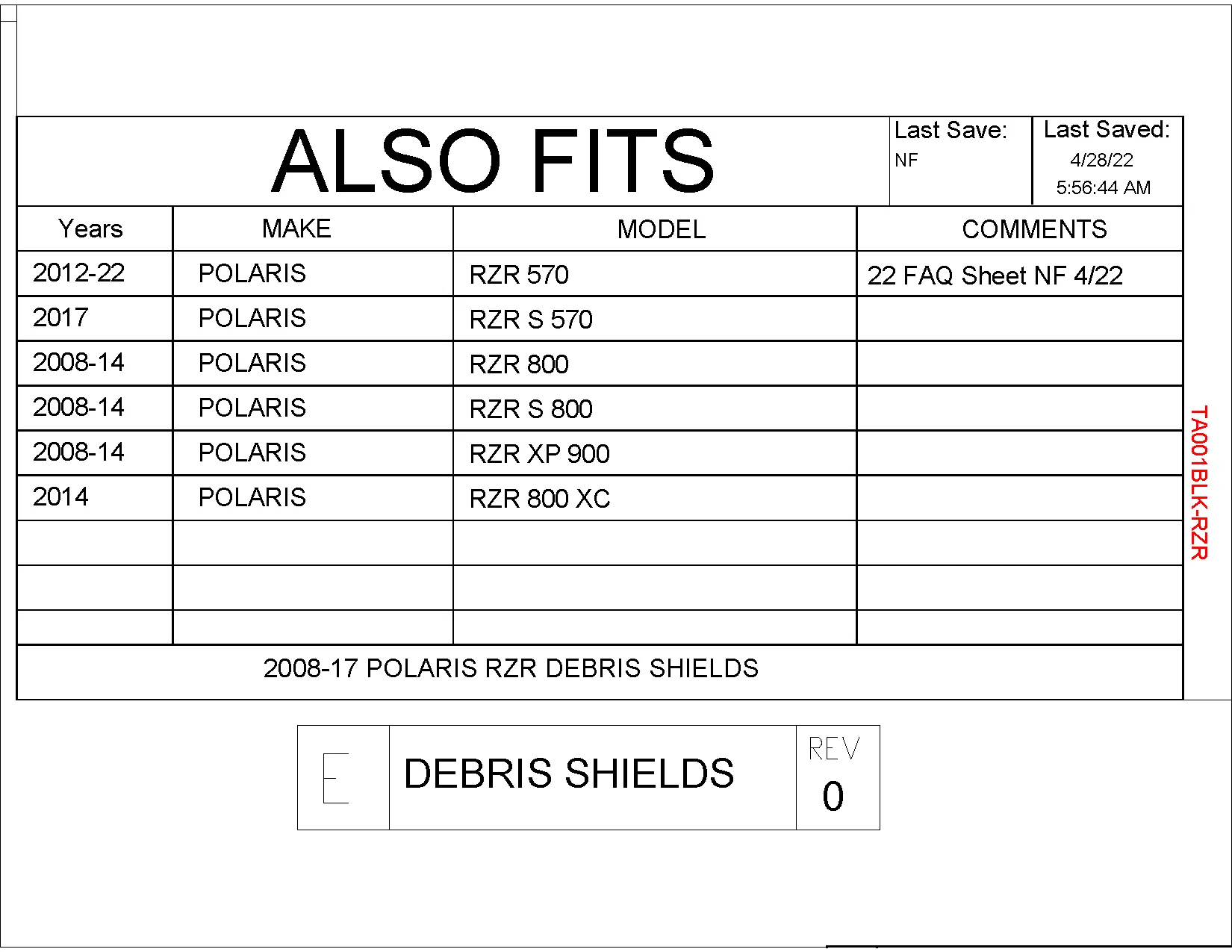 Trail Armor RZR 800, RZR 570, RZR 800 S, RZR XP 900, RZR 800 XC, RZR S 570 Door Debris Shields SLIMLINE