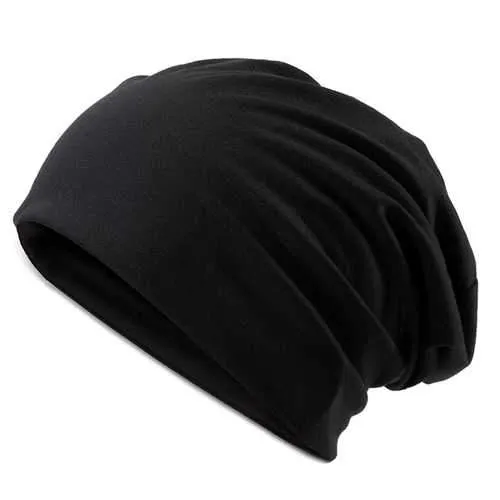 Unisex Cotton Blend Slouch Beanie Hat Pure Color Elastic Stretchable Outdoor Warm SKiing Cap