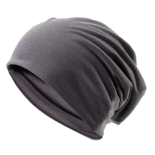 Unisex Cotton Blend Slouch Beanie Hat Pure Color Elastic Stretchable Outdoor Warm SKiing Cap