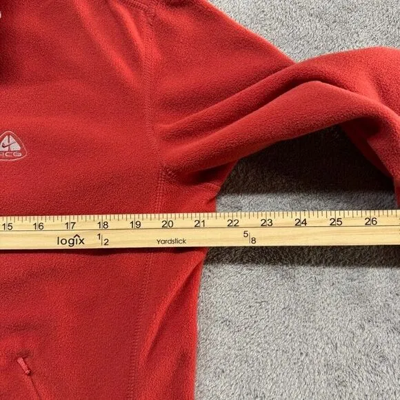 Vintage Nike ACG Full Zip Fleece Sweater Womens XL Red Therma Fit Swoosh Outdoor