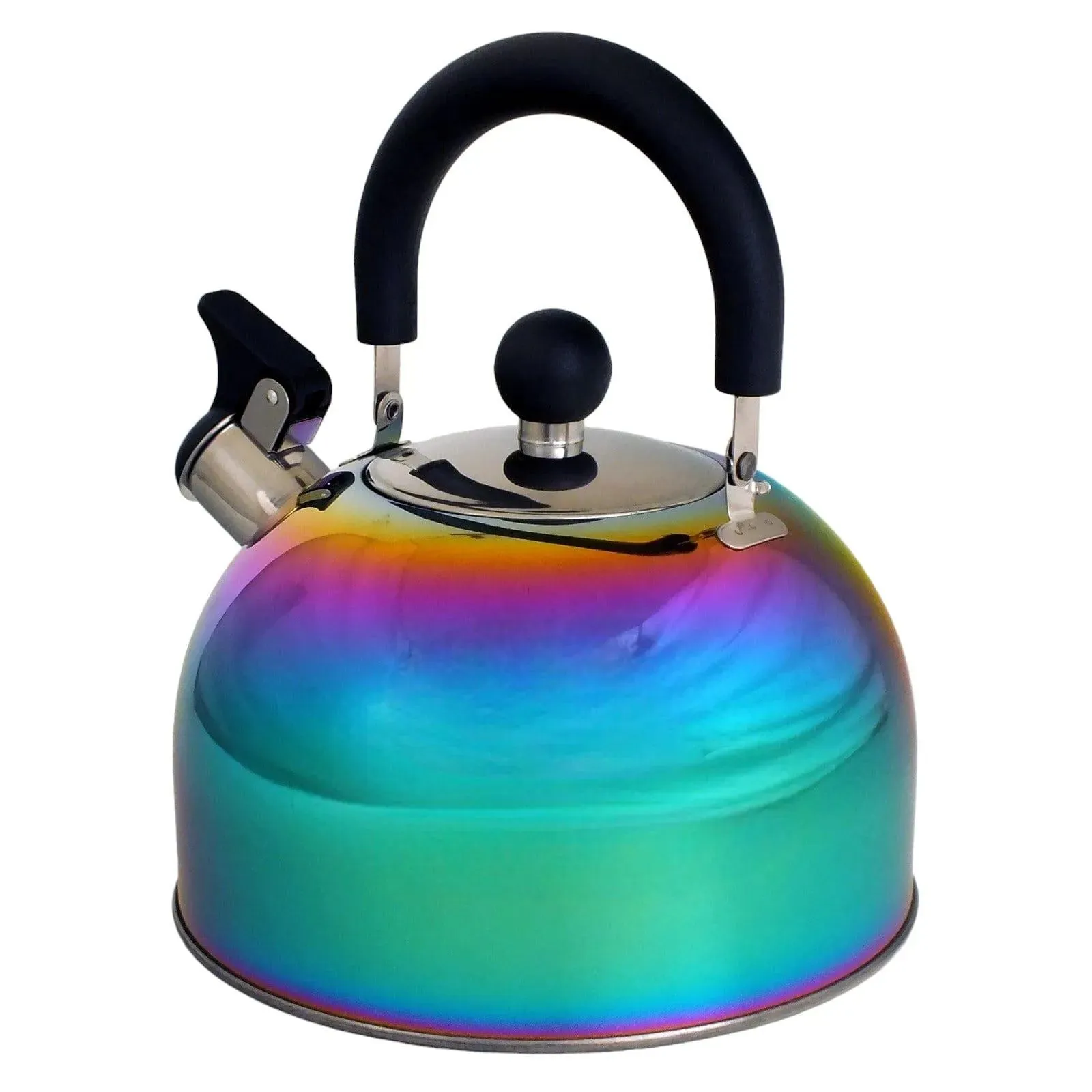 Voche 2.5L Stainless Steel Whistling Stovetop Kettle with Multi Coloured Iridescent Rainbow Finish
