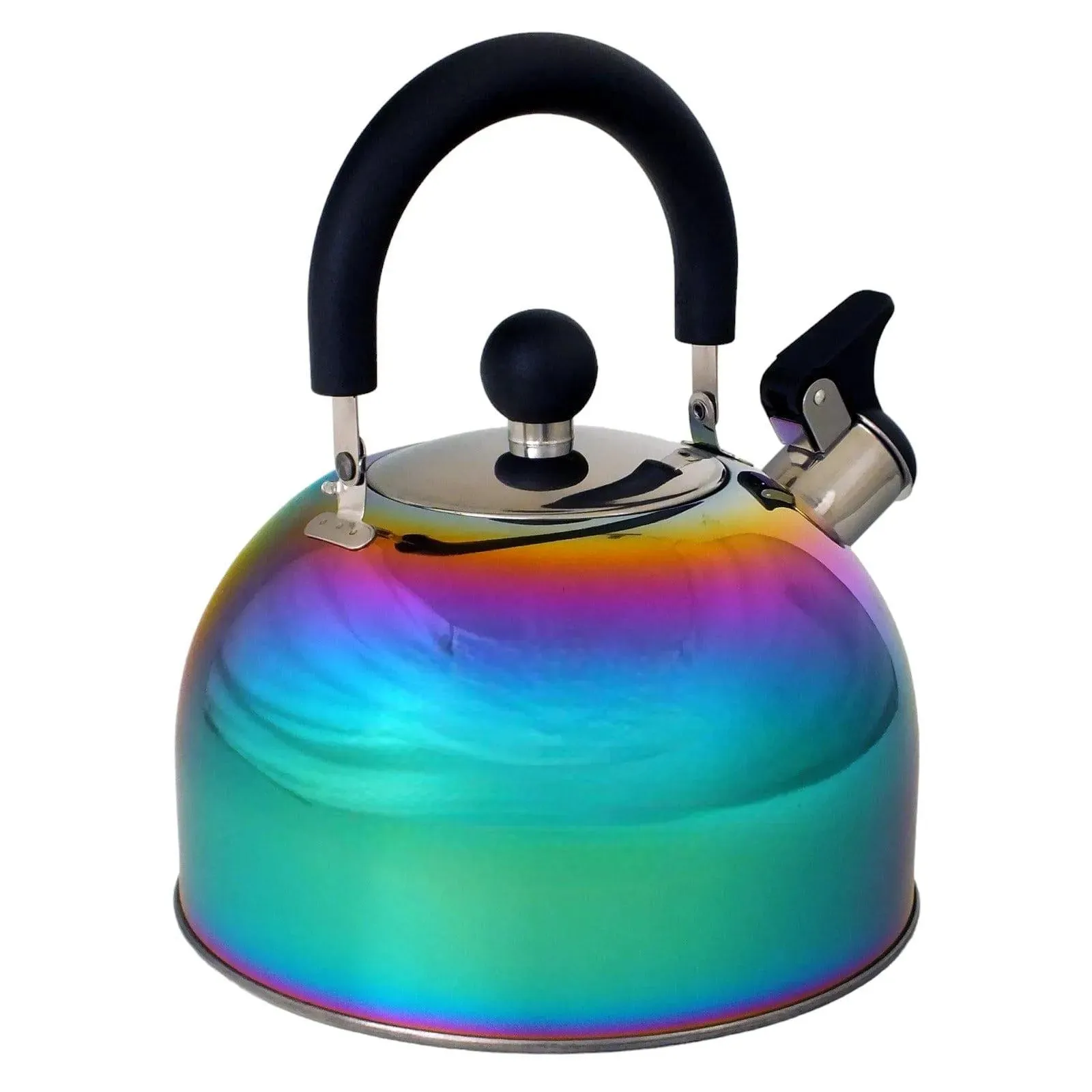 Voche 2.5L Stainless Steel Whistling Stovetop Kettle with Multi Coloured Iridescent Rainbow Finish