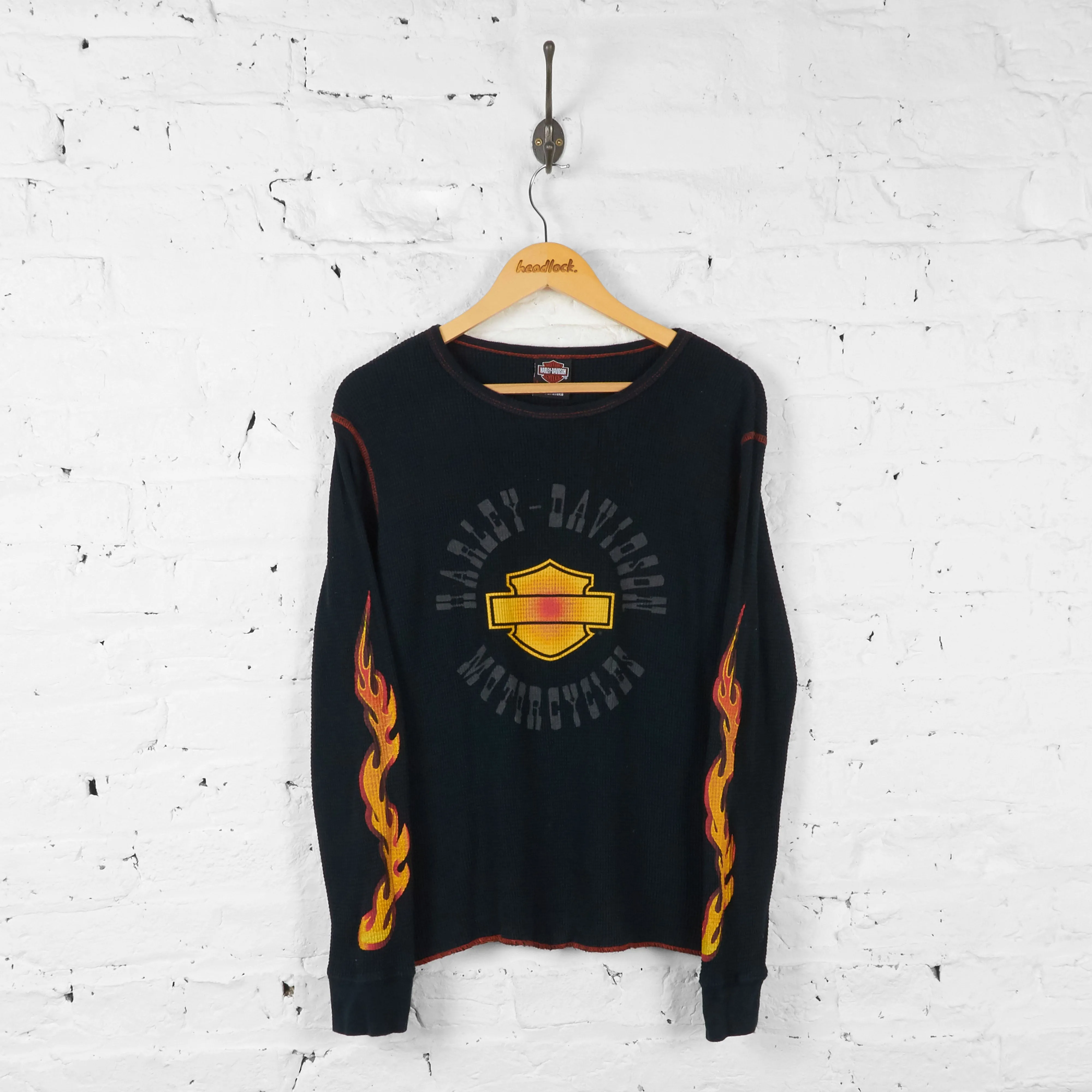 Womens Harley Davidson Greeley Flames T Shirt - Black - Womens L