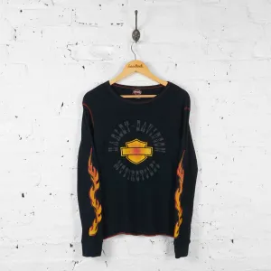 Womens Harley Davidson Greeley Flames T Shirt - Black - Womens L