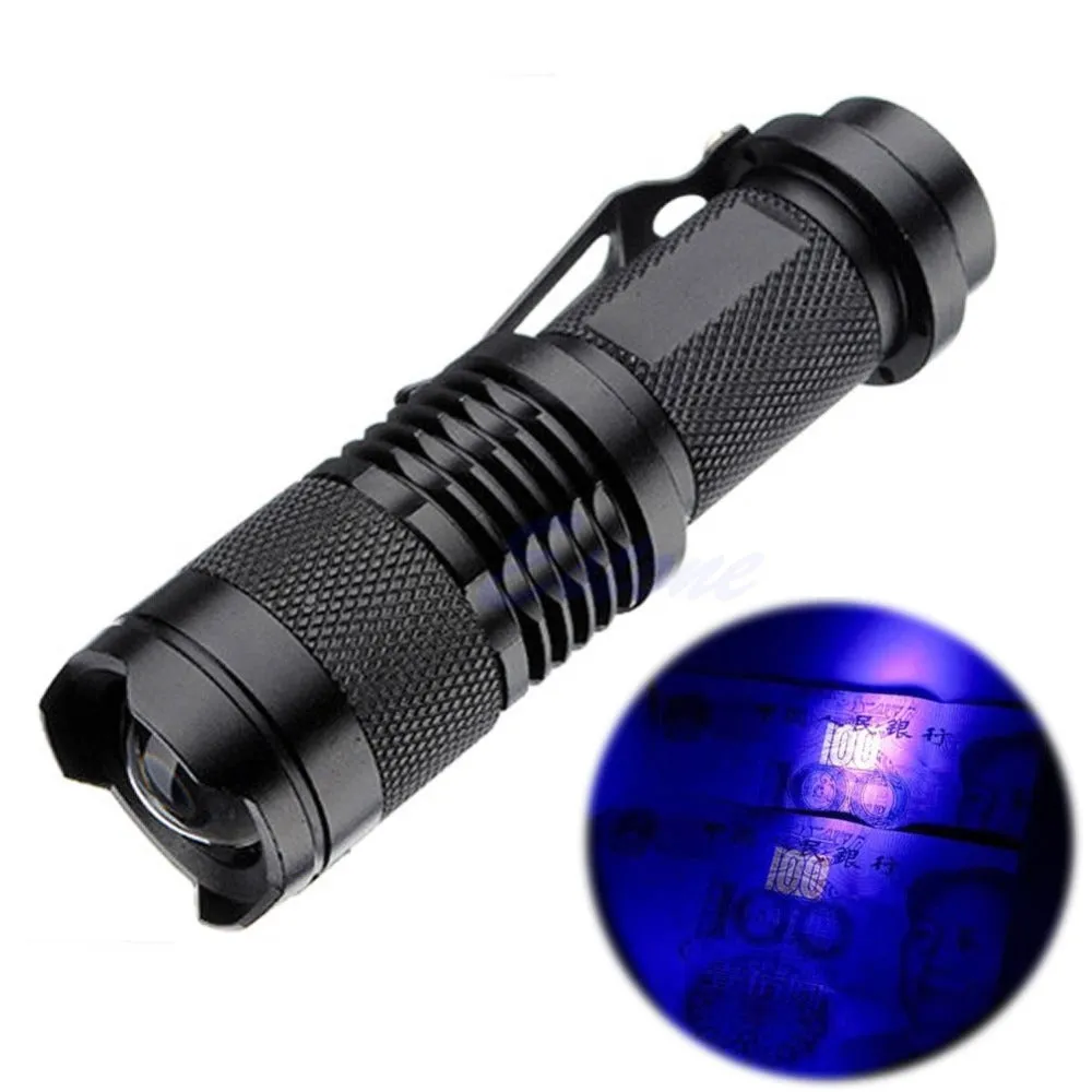 Zoomable Led Ultra Violet Flashlight Torch Light