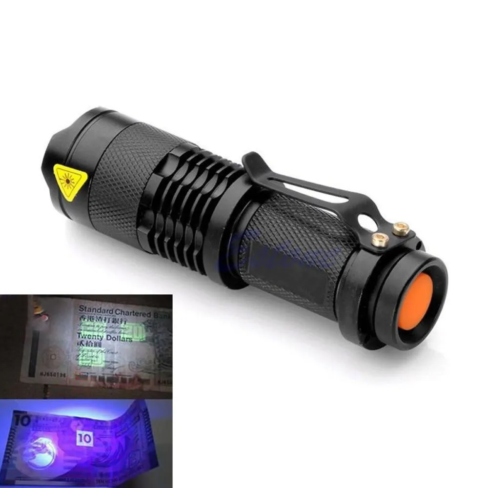 Zoomable Led Ultra Violet Flashlight Torch Light